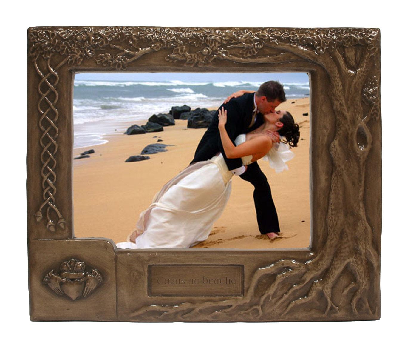 Personalised Bronze Claddagh Wedding Photo Frame view 2