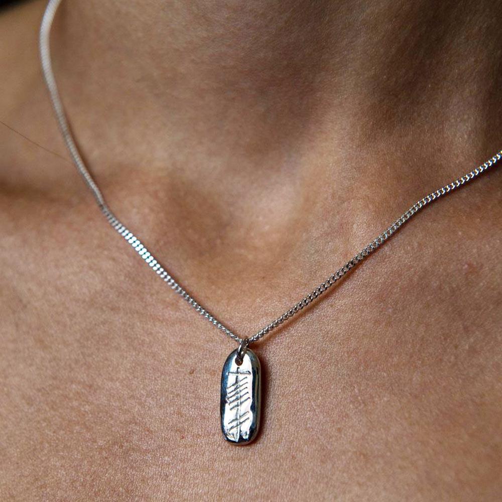 Grá – Love Ogham Silver Pendant view 2