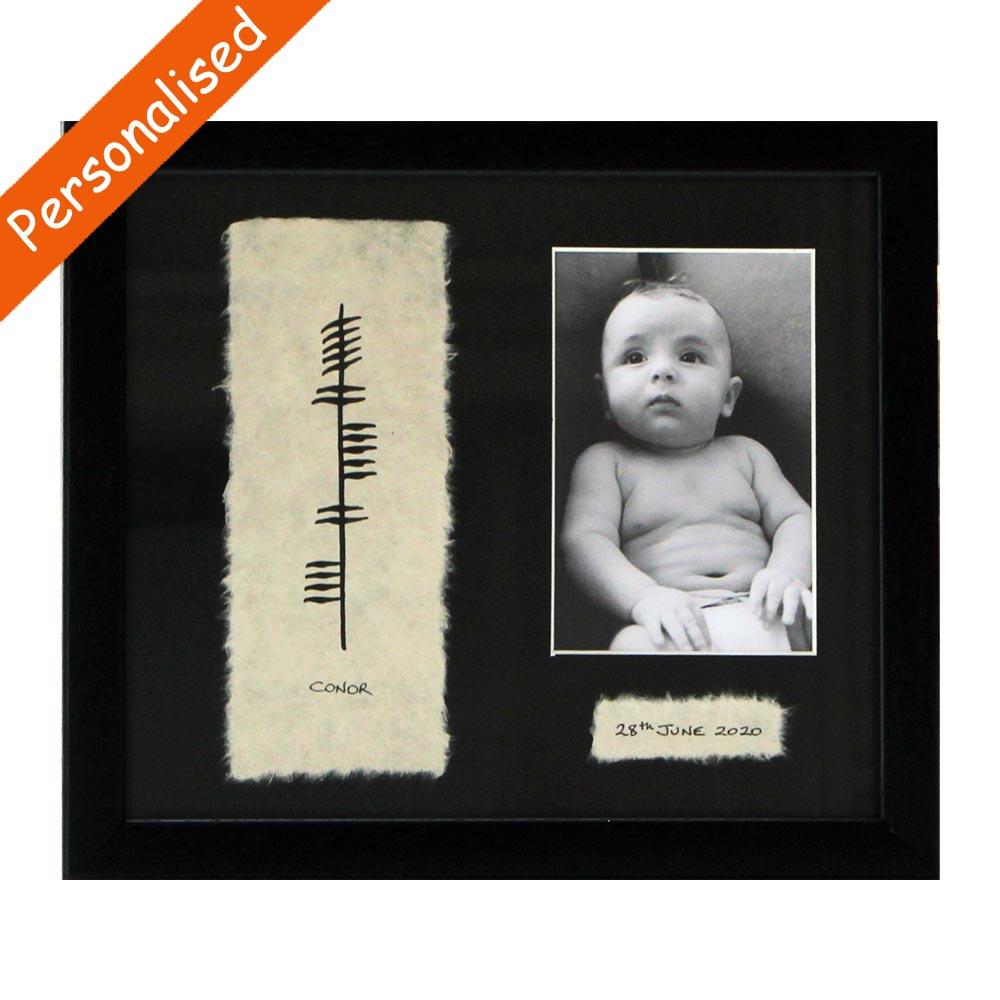 Personalised Ogham Baby Photo Frame view 3