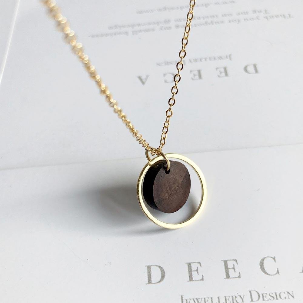 Circle Necklace & Earrings Set (Walnut) view 4