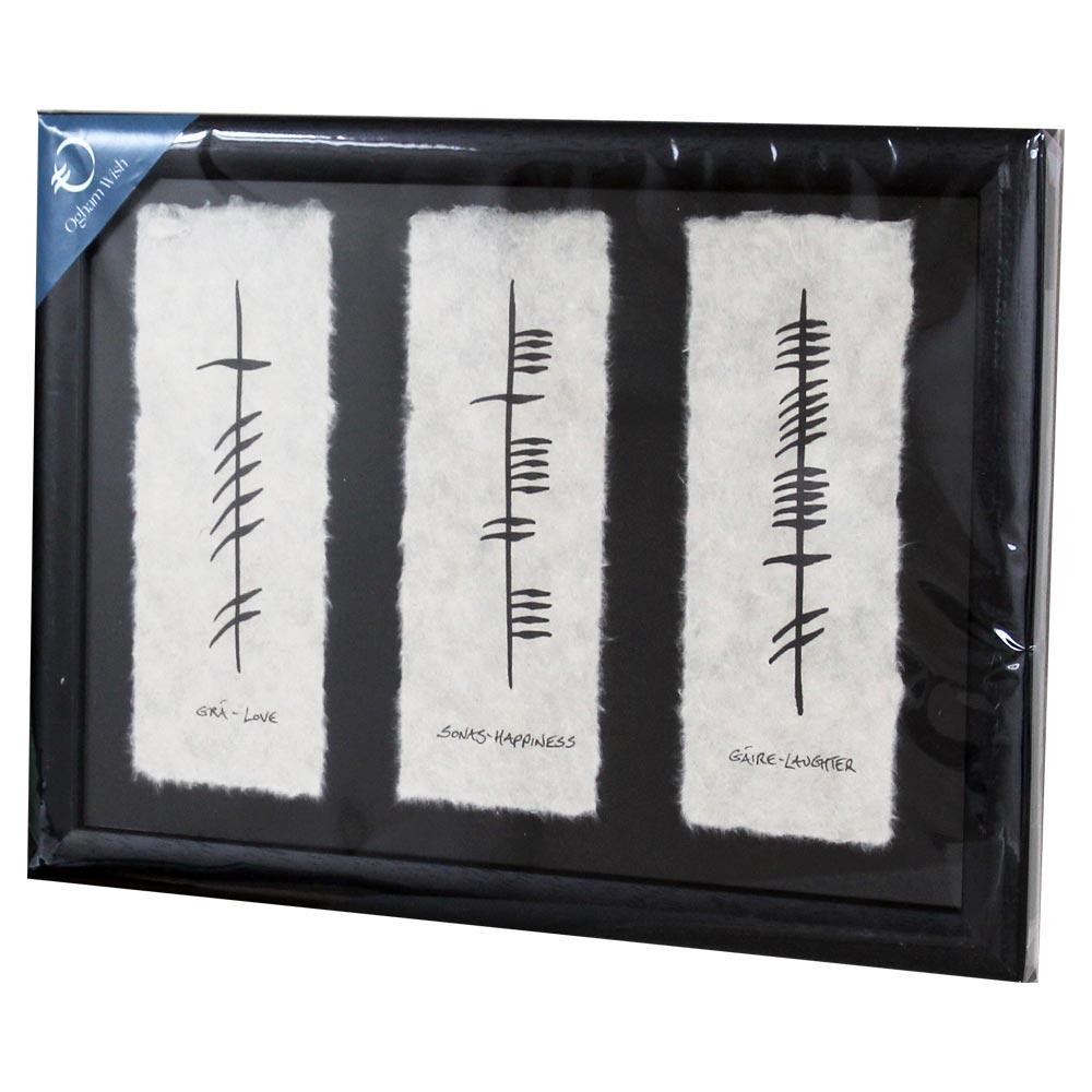 Love-Happiness-Laughter Ogham Style Frame view 2