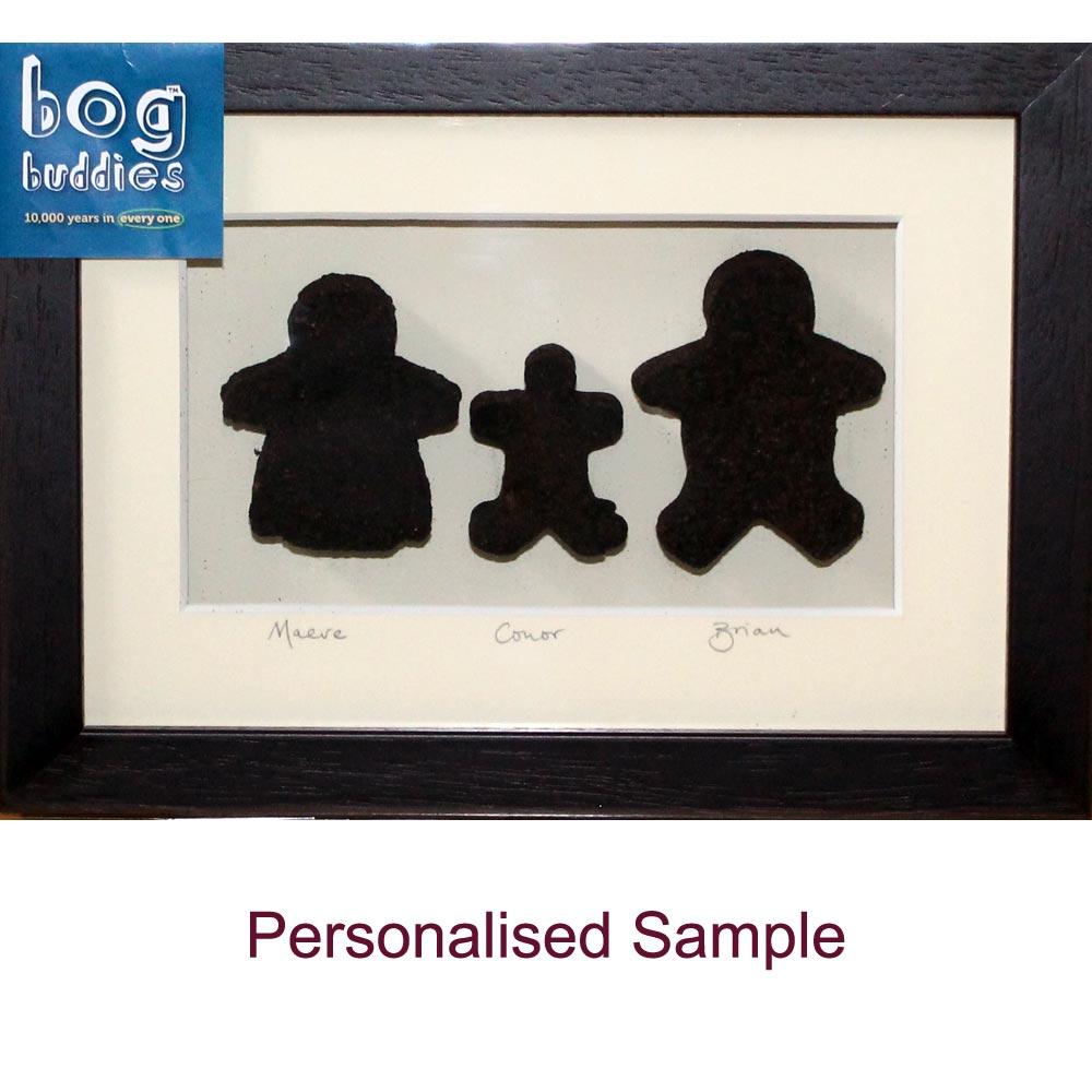 ‘Our Family of 3’ Framed Irish Turf Carvings view 2
