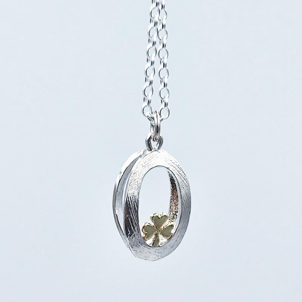 Embrace Shamrock Silver & Gold Necklace view 2