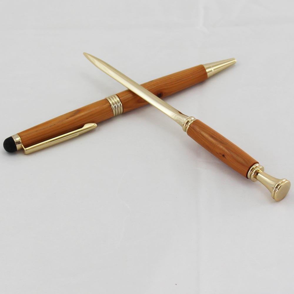 Yew Wooden Pen & Letter Opener Gift Set view 3