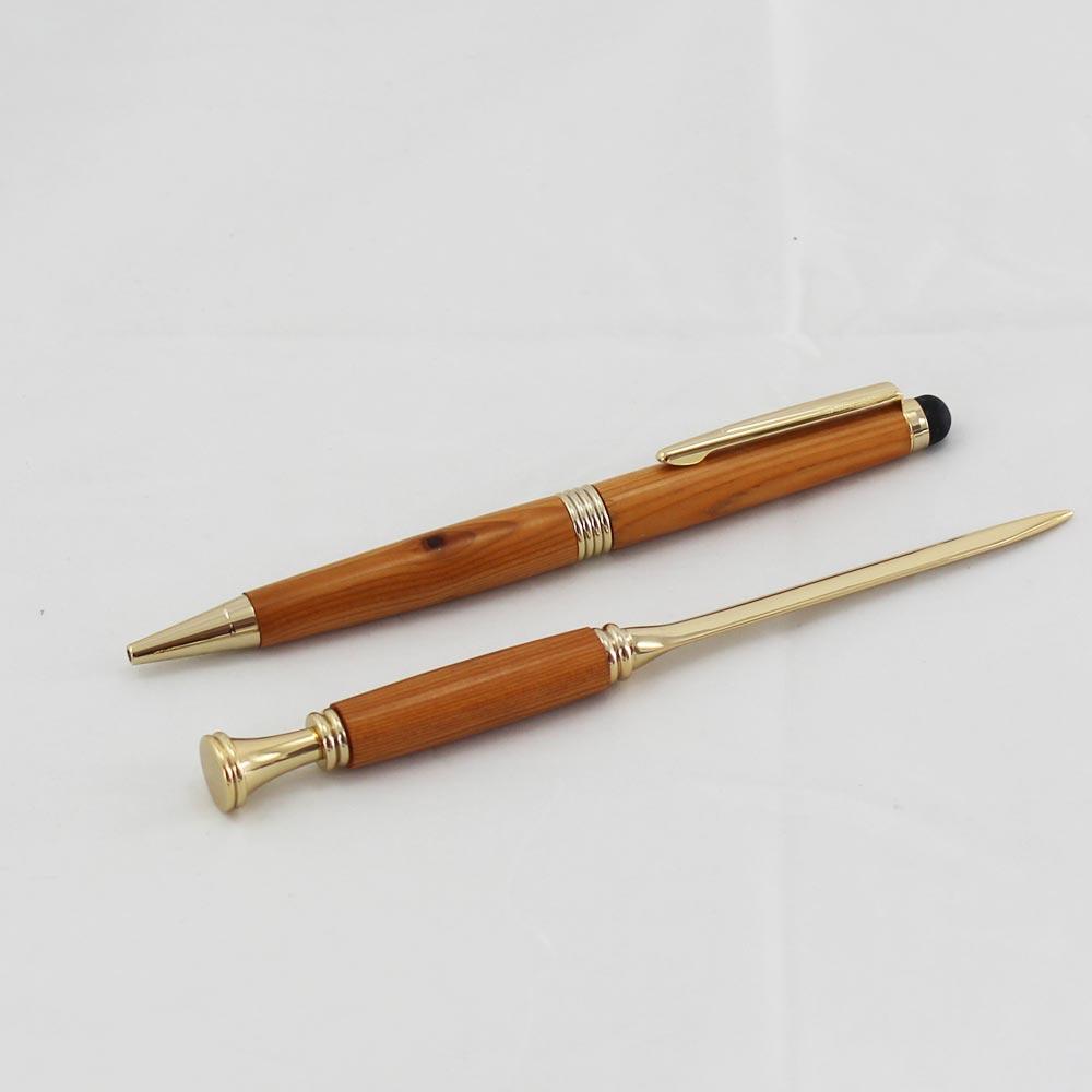 Yew Wooden Pen & Letter Opener Gift Set view 2