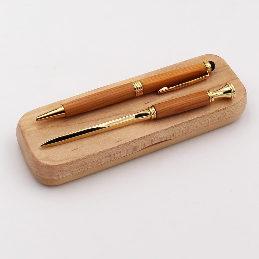 Yew Wooden Pen & Letter Opener Gift Set view 4