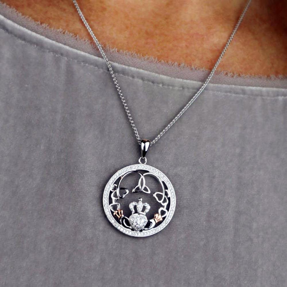 Trinity Knot & Claddagh Necklace view 2