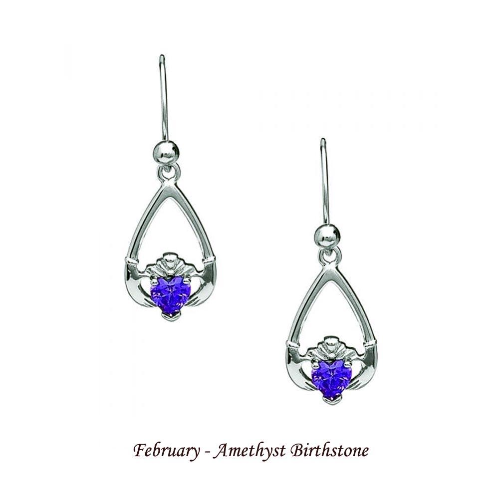 Claddagh Birthstone Earrings (all months) view 3