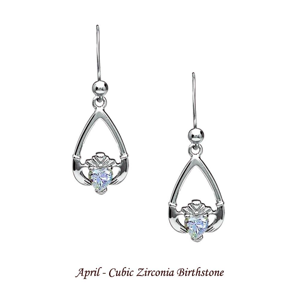 Claddagh Birthstone Earrings (all months) view 5