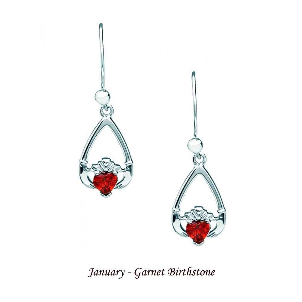 Claddagh Birthstone Earrings (all months) view 2