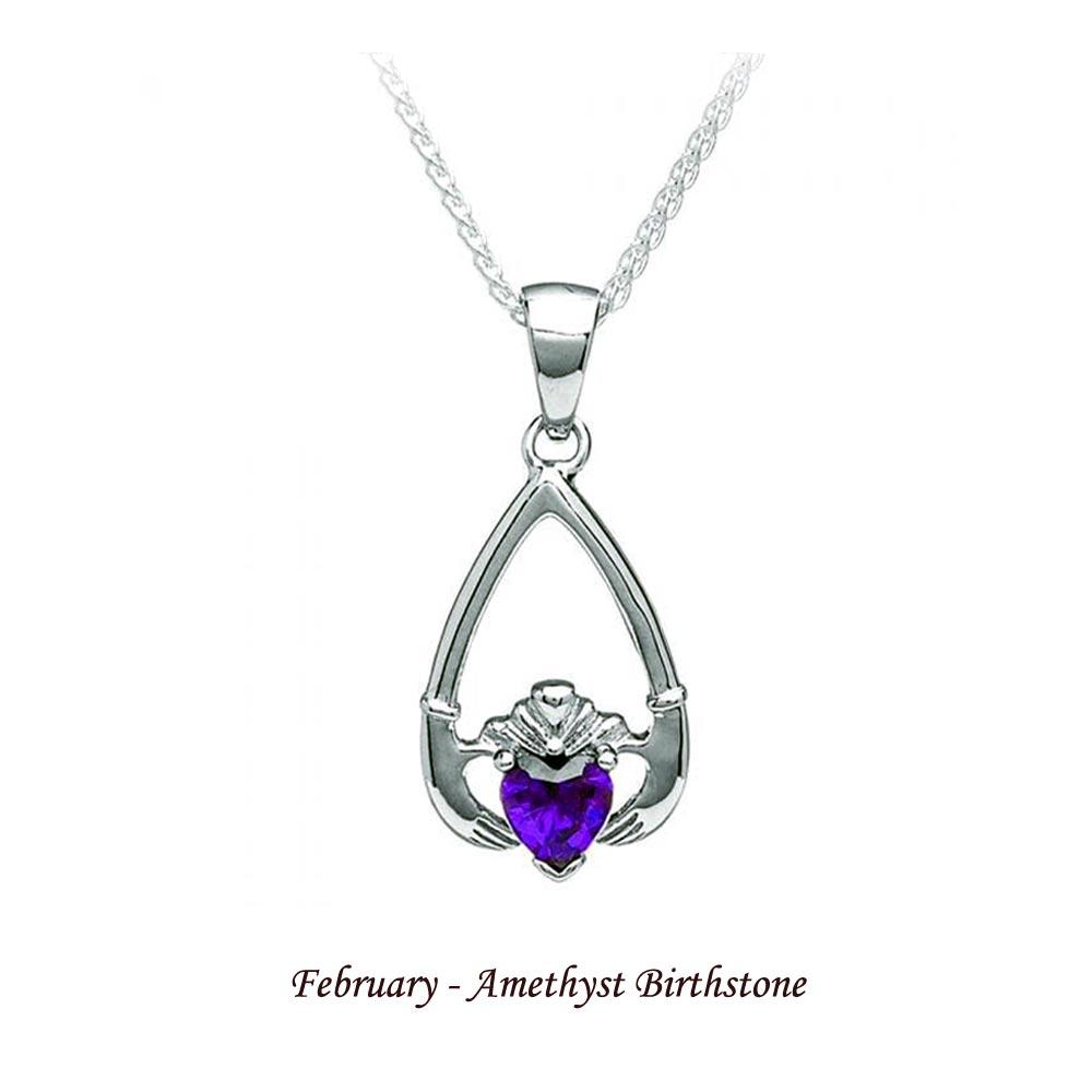 Claddagh Birthstone Necklace (all months) view 3