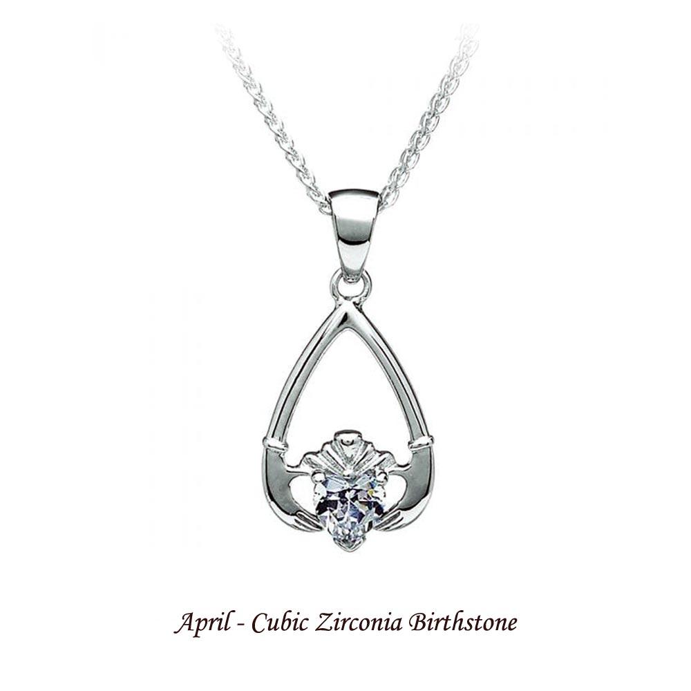 Claddagh Birthstone Necklace (all months) view 5