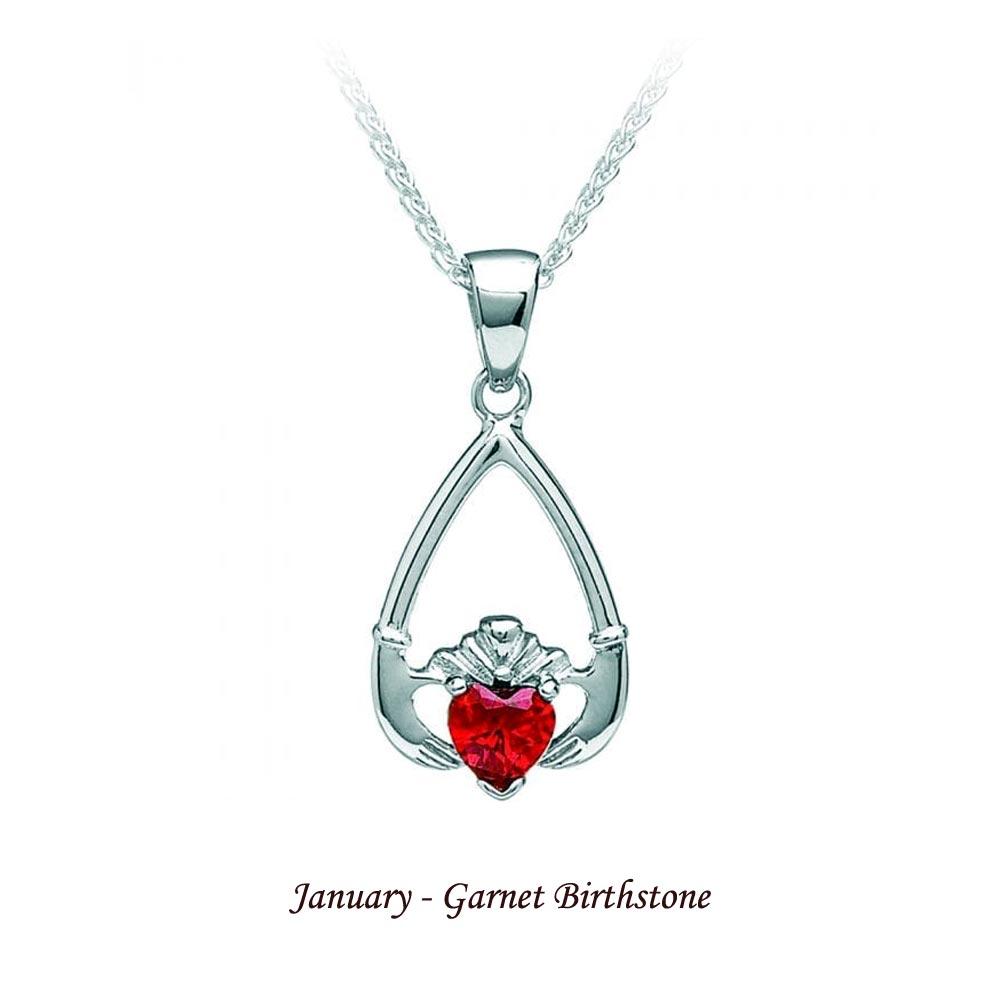 Claddagh Birthstone Necklace (all months) view 2