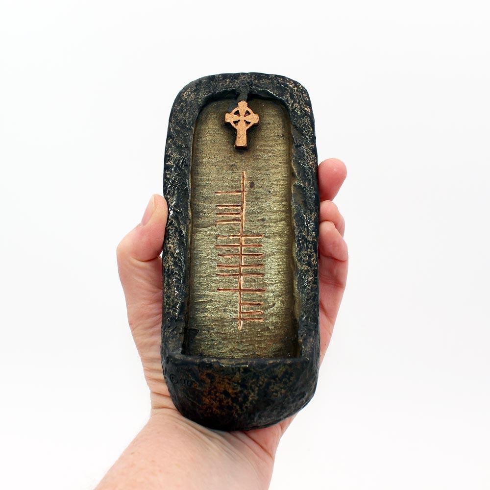 Holy Water Font Ogham Style view 2