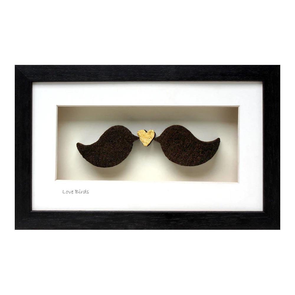 ‘Love Birds’ Framed Irish Turf Carvings
