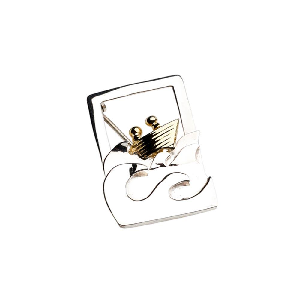 Voyage 3D Gold Plated and Silver Brooch