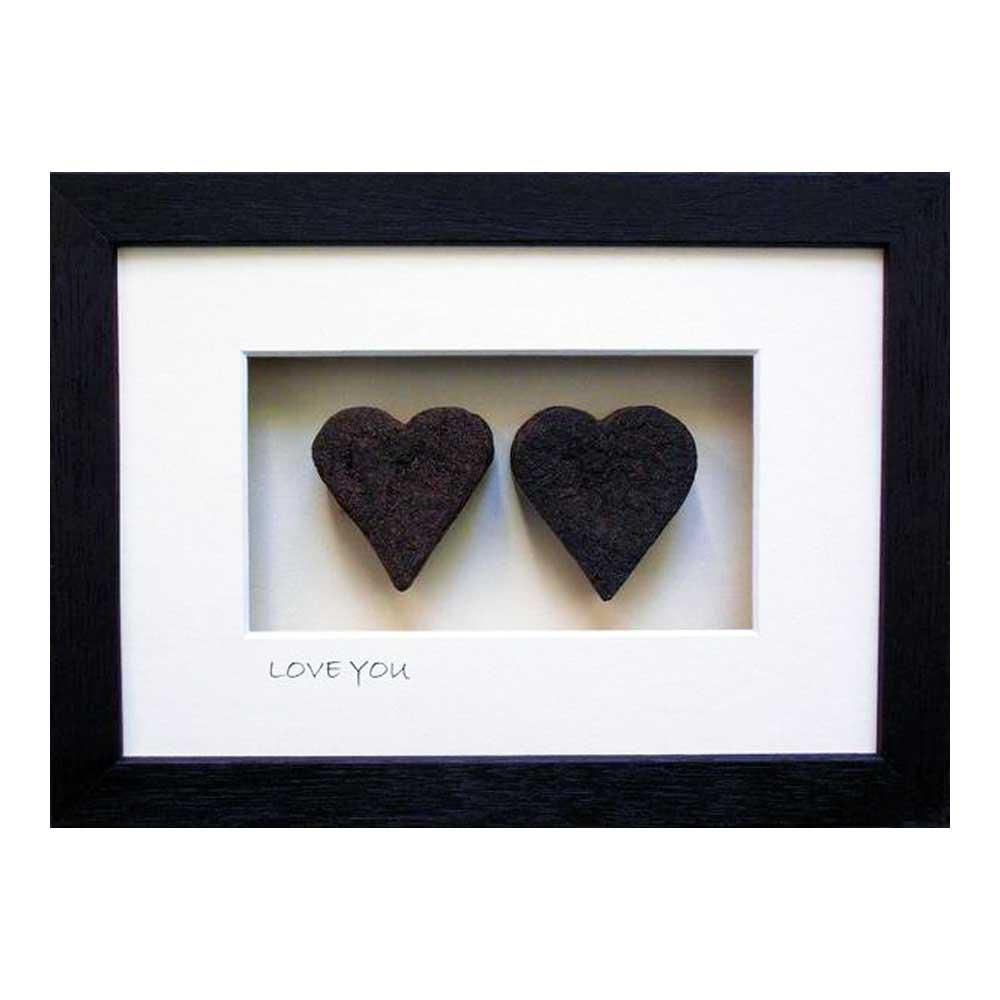 Bog Hearts Framed Irish Turf Carvings