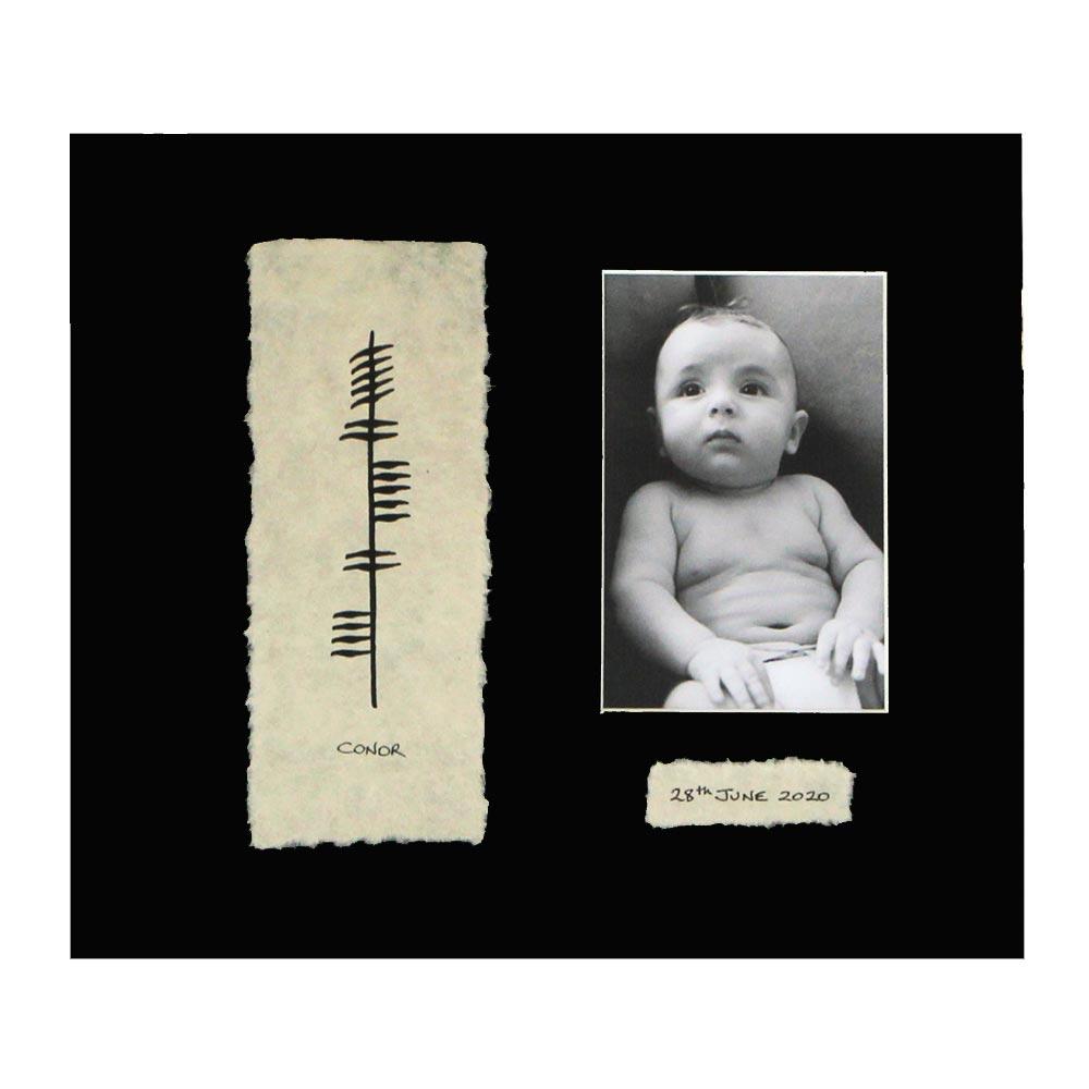 Personalised Ogham Baby Photo Frame