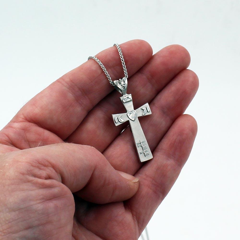 Claddagh Ogham Cross Necklace view 2