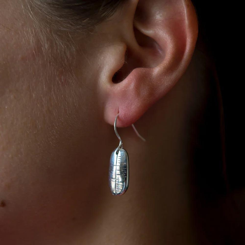 Happiness-Sonas Ogham Silver Earrings view 2