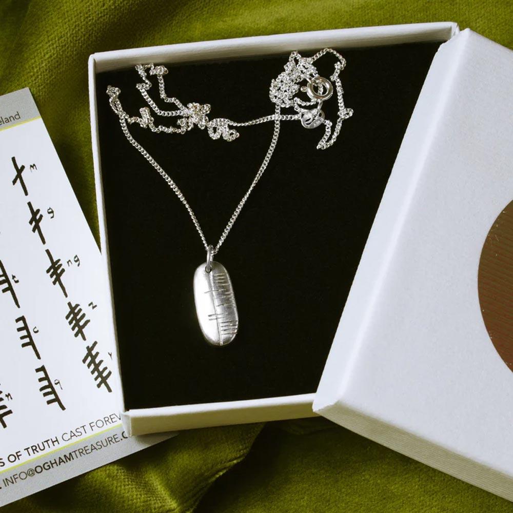 Happiness-Sonas Ogham Silver Pendant view 3