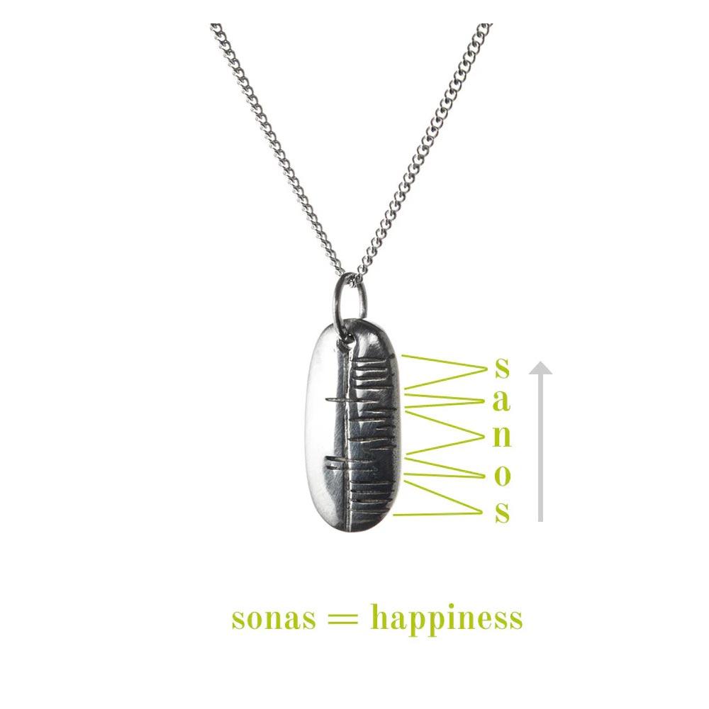 Happiness-Sonas Ogham Silver Pendant view 2