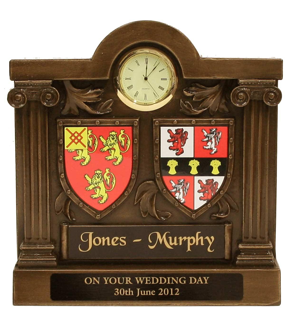 Bronze Double Coat of Arms Clock