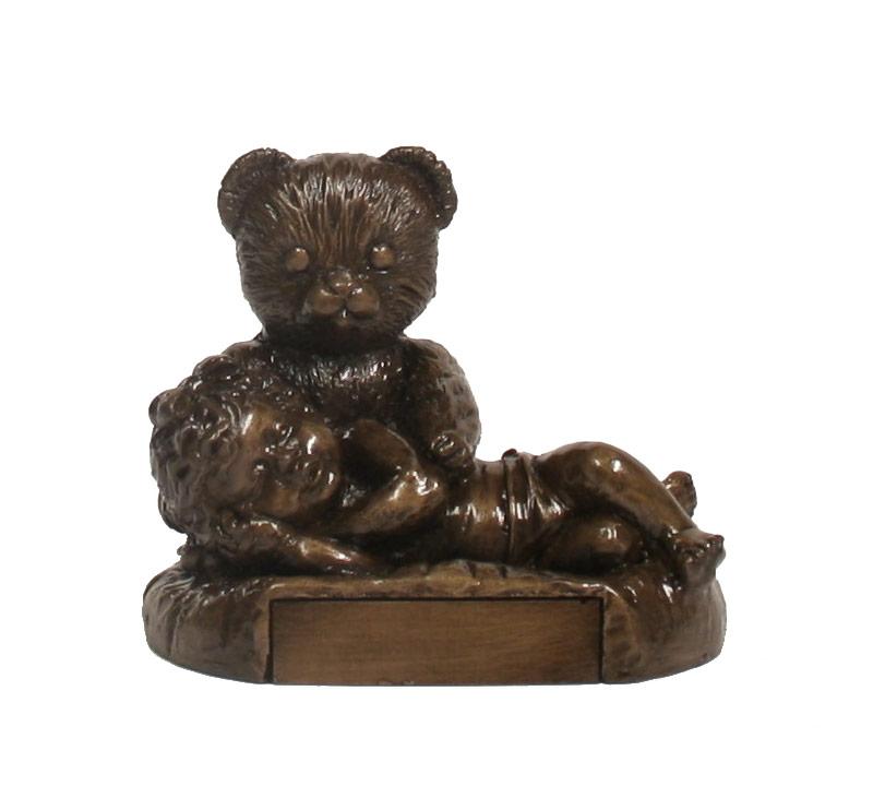 Personalized Bronze Christening Bear and Girl
