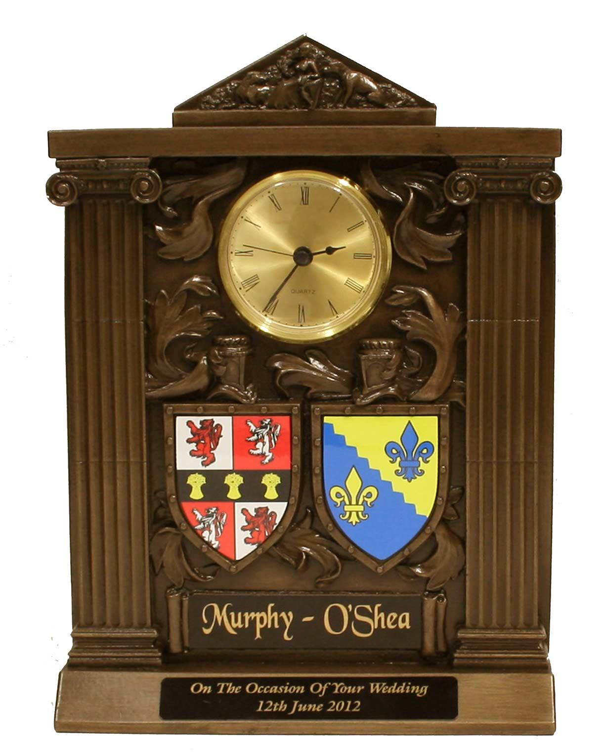 Large Bronze Double Coat of Arms Clock