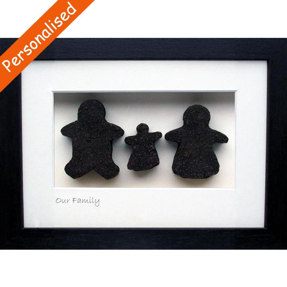 ‘Our Family of 3’ Framed Irish Turf Carvings