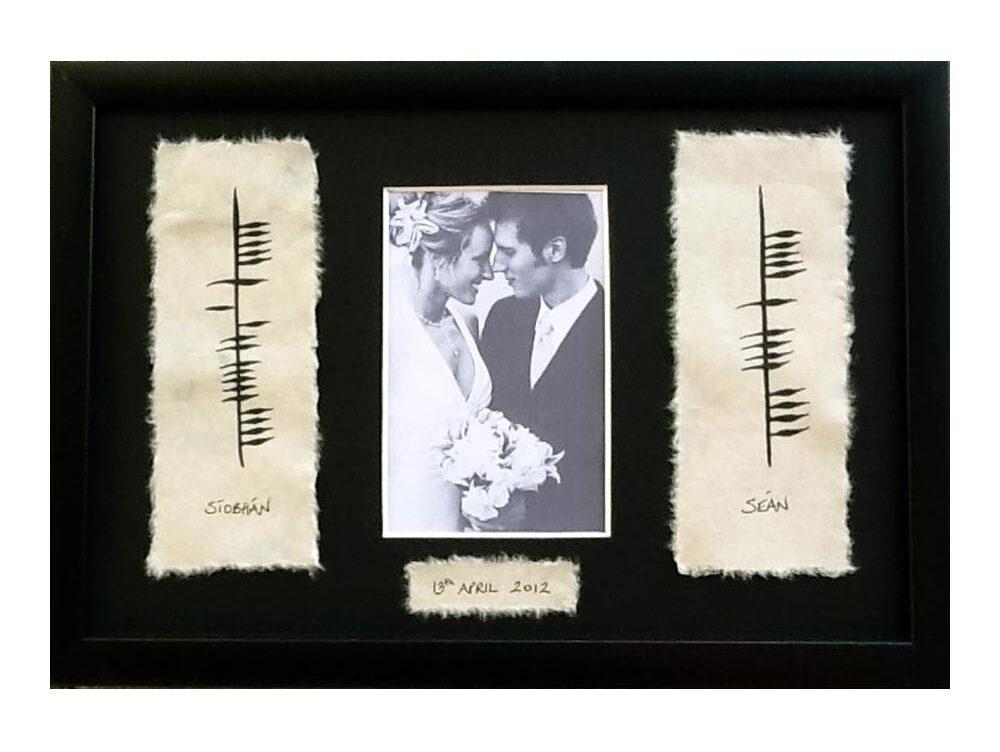 Personalised Ogham Style Wedding Photo Frame