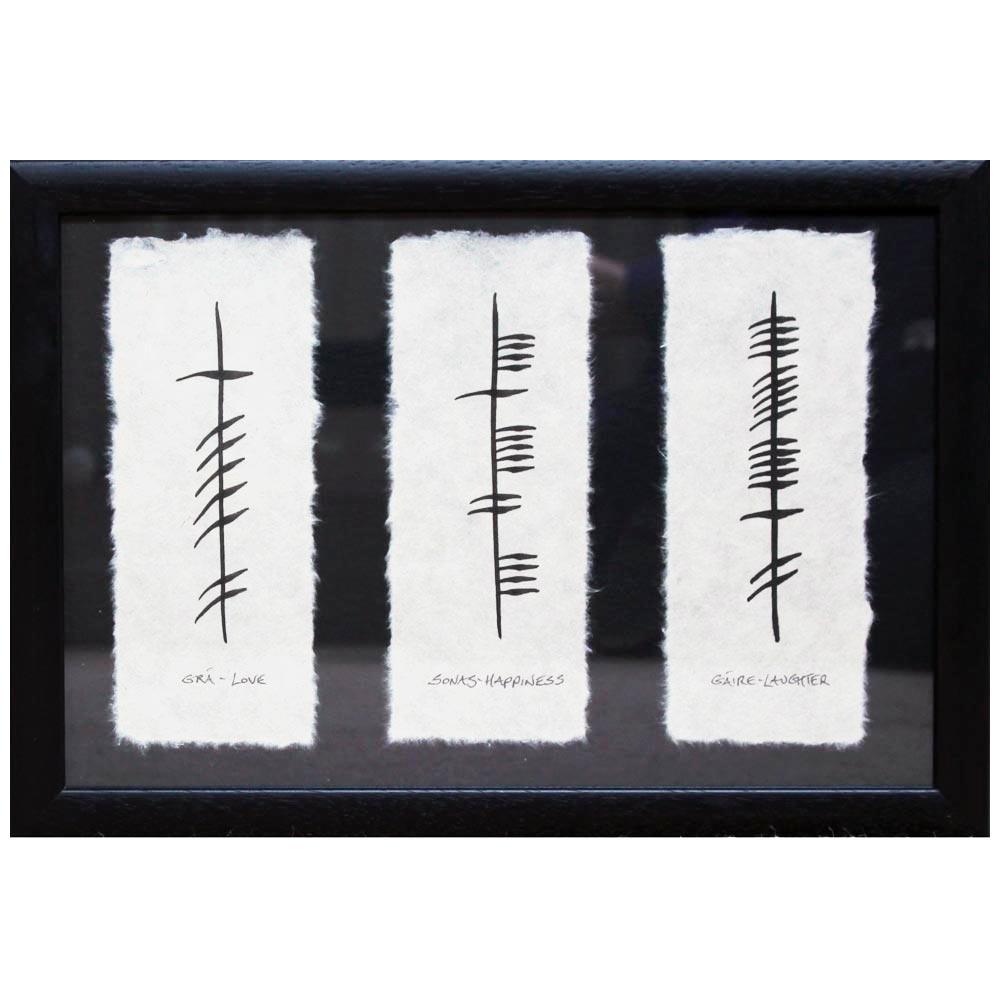Love-Happiness-Laughter Ogham Style Frame