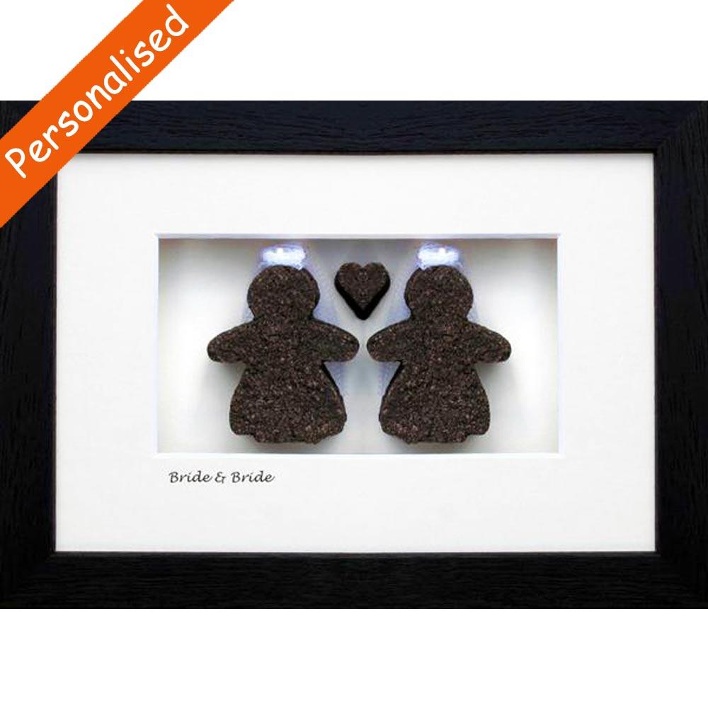 Two Brides Framed Irish Turf Carvings