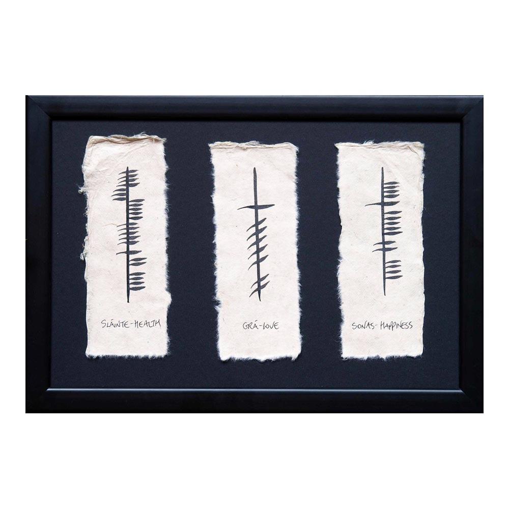 Health-Love-Happiness Ogham Style Large Frame