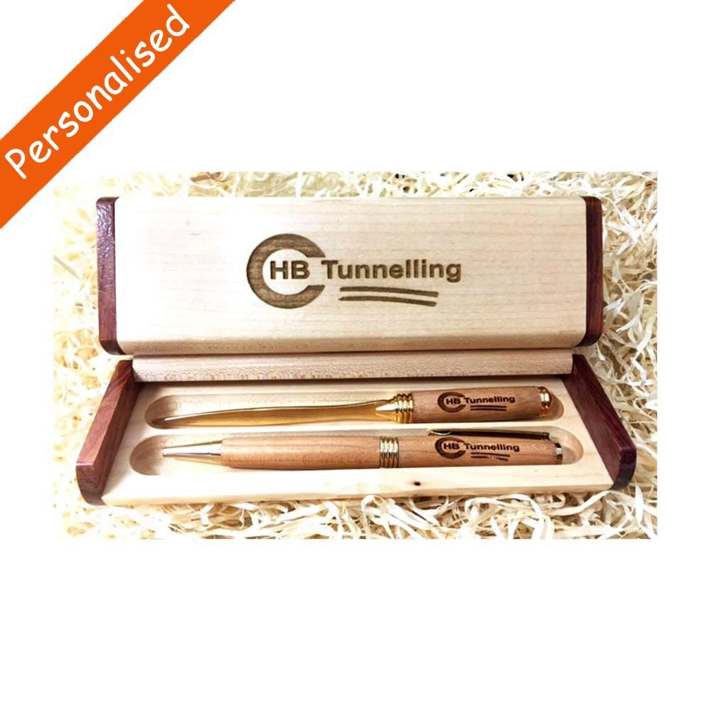 Personalised Wooden Pen and Letter Opener Gift Set