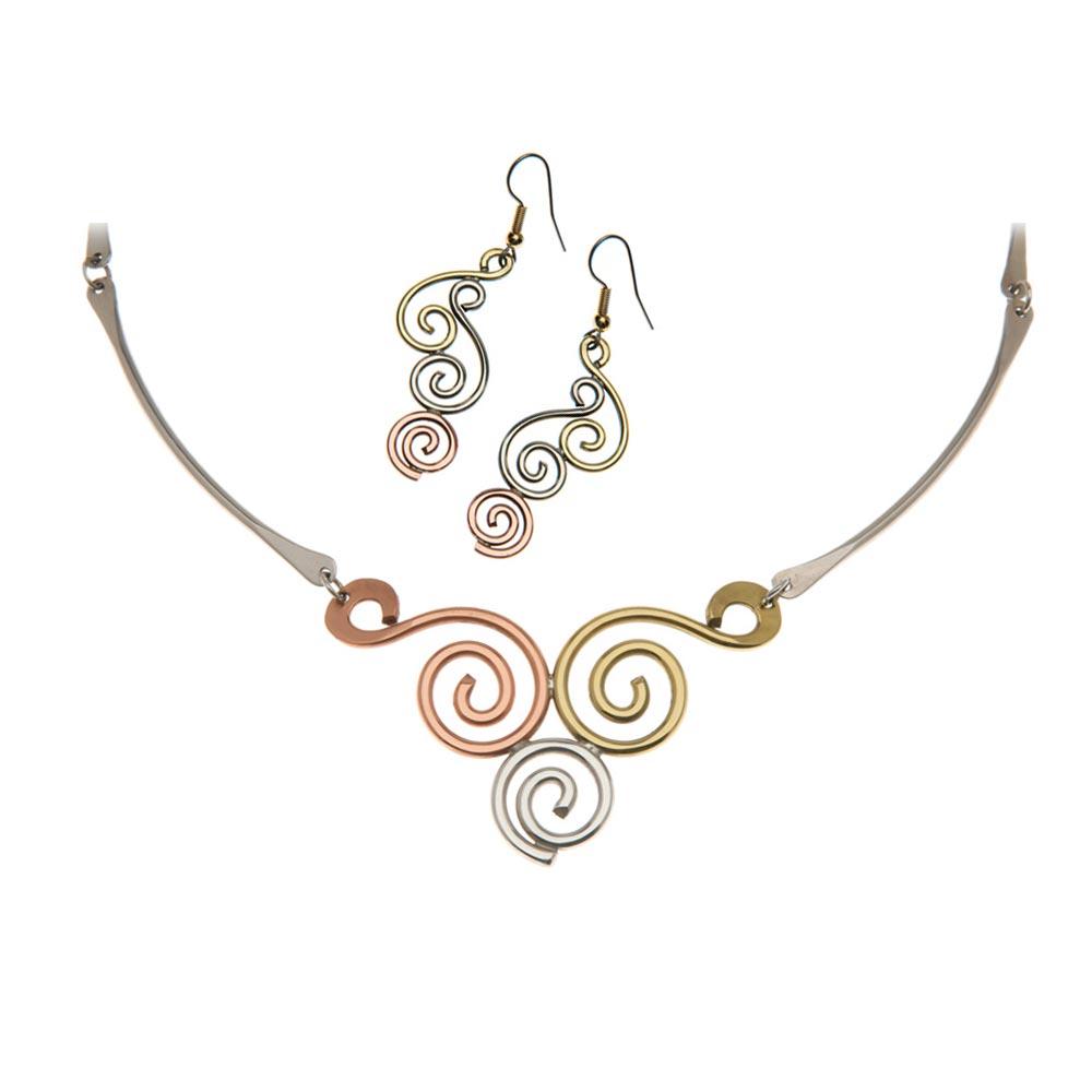 Spiral of Life Necklace and Earrings Set