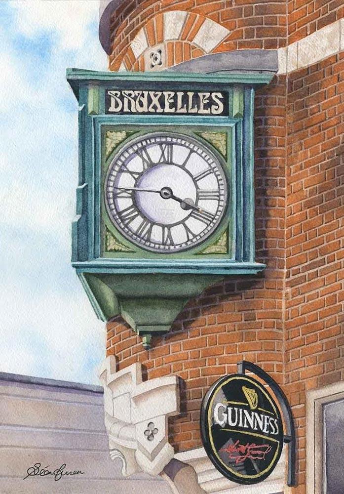 Signs of a Misspent Youth, Bruxelles Clock, Dublin Limited Edition Mounted Print