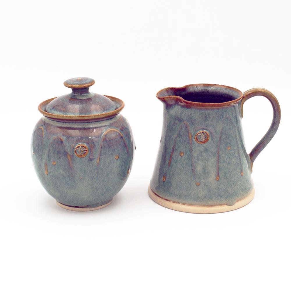 Glás Celtic Pottery Sugar Bowl & Milk Jug Set