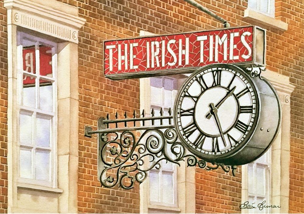 Irish Times Clock Limited Edition Mounted Print