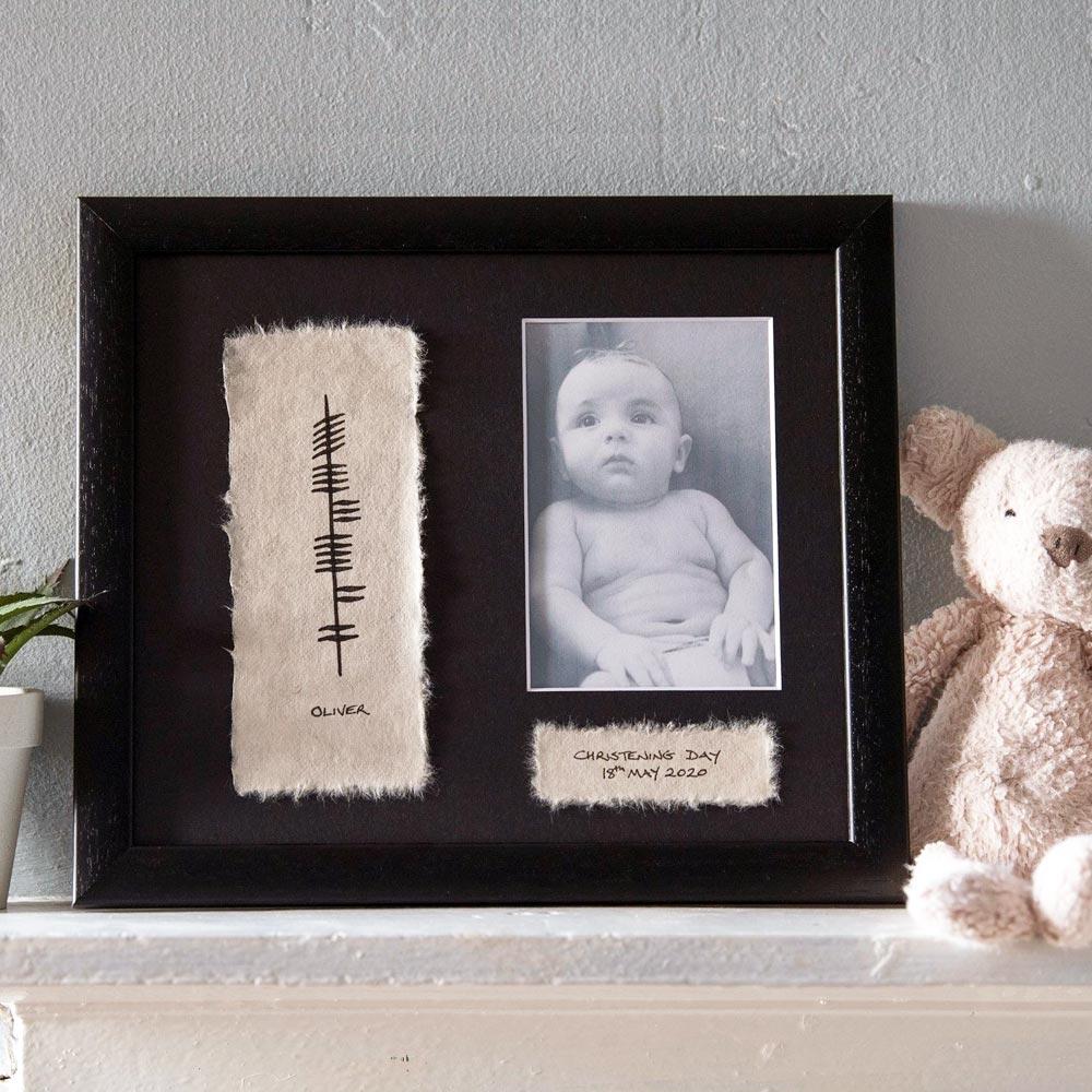Personalised Ogham Christening Photo Frame