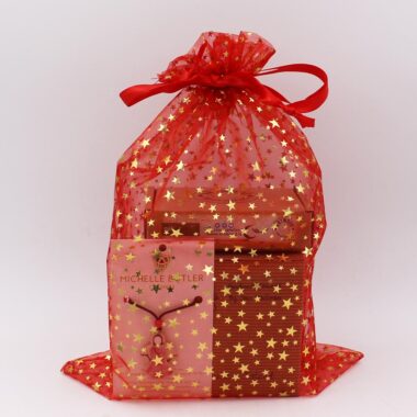 Angel gifts for girls in a red and golden star organza bag
