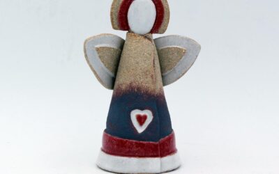 ceramic celtic heart angel, handmade angel by Michelle Butler Ireland