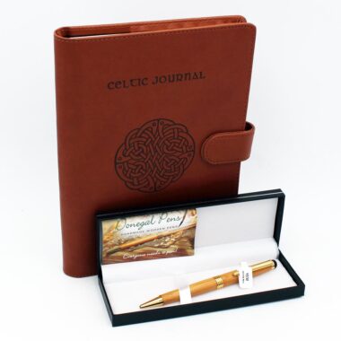 Celtic Journal and Yew Wood Pen Gift Set made in Ireland