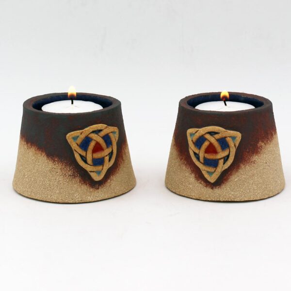 Celtic Tealight Candle Holders with a Celtic Trinity Knot design, made in Ireland, Co Tyrone