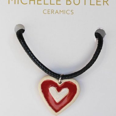 Small ceramic red heart pendant, handcrafted in Ireland