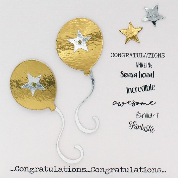 Congratulations Card, handmade with 3d embellishments. Made in Ireland