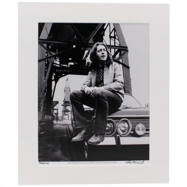 Rory Gallagher Photo, Cork in 1981 with his Ford Zepher Car, taken and signed by Colm Henry, former Hot Press Photographer