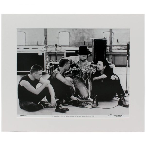 U2 Rattle & Hum, rehearsing at the Point Depot, Dublin 1988, photographic print, taken & signed by Colm Henry, former Hot Press Photographer