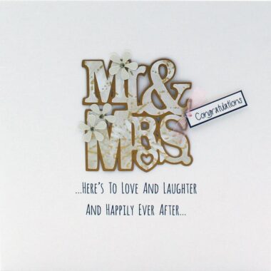 Mr & Mrs Wedding Card with special 3d embellishments, made in Ireland