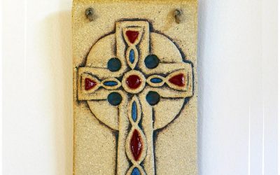 Celtic Cross wall hanging, ceramic Irish gifts made in Ireland